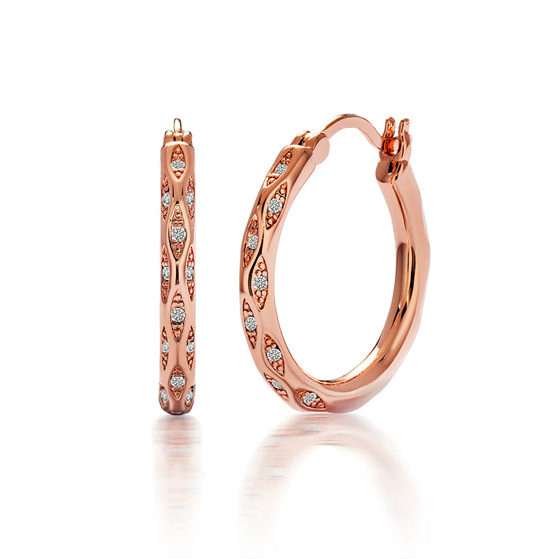 Leaf Cluster Pave Hoops 18K White Gold Plated Sculptural Swarovski Crystal Earrings/DE0828