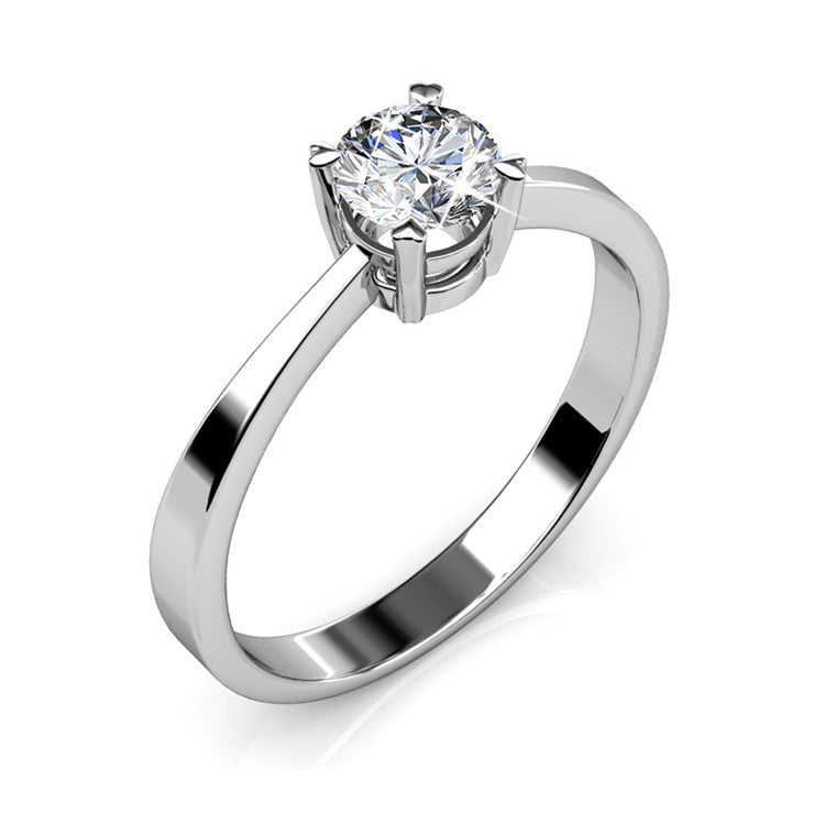 Solitaire Diamond Minimalist Bridal Ring with Comfort Fit Band/ DR0170