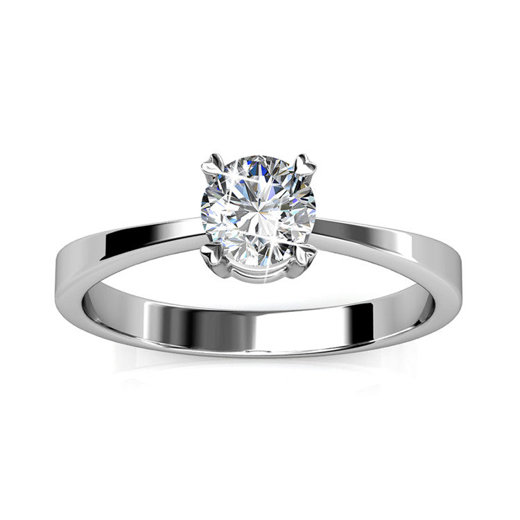 Solitaire Diamond Minimalist Bridal Ring with Comfort Fit Band/ DR0170
