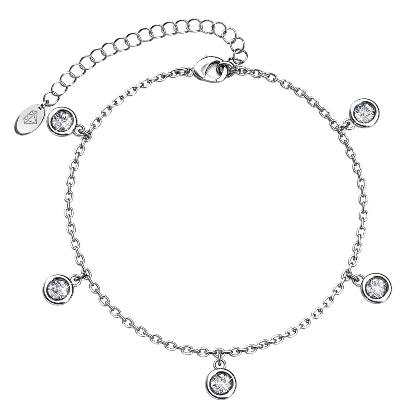 18K White Gold Plated Crystal Station Bracelet  / DB0022