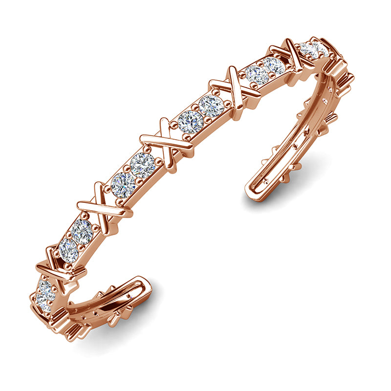 Balanced X Cross Sparkle Open Bangle Clean Contemporary Design / DB0236