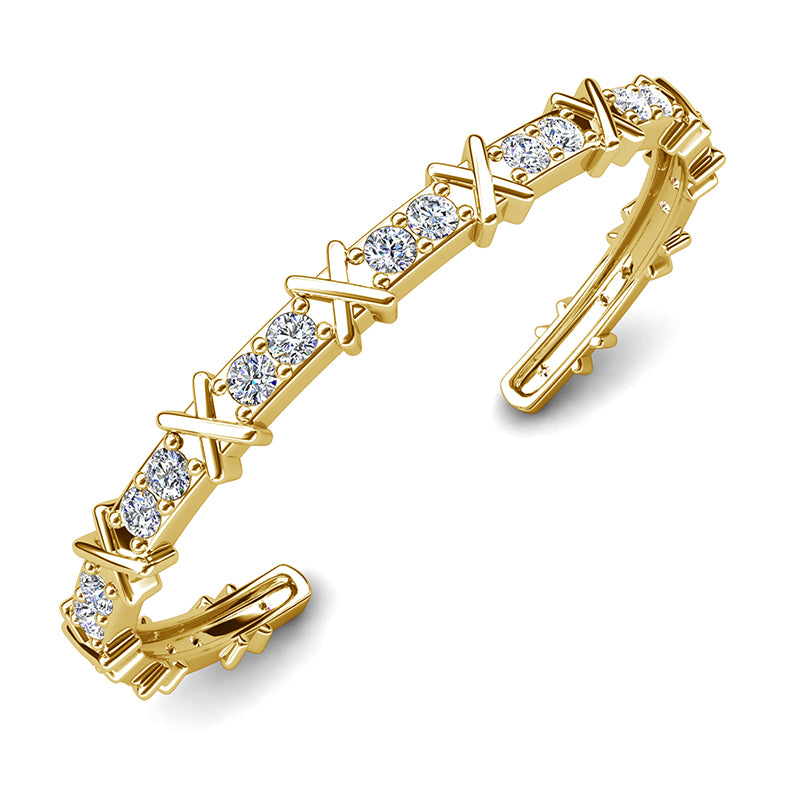 Balanced X Cross Sparkle Open Bangle Clean Contemporary Design / DB0236