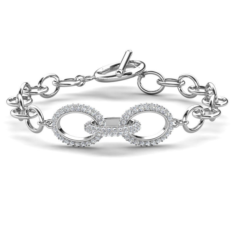 18k Real Gola Plated Eternity Symbol Sparkling Infinity Oval Chain Bracelet / DB0260