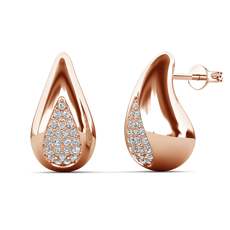 Artistic Teardrop Pave Studs 18K White Gold Plated Copper Swarovski Crystal Gift for Her/DE0820