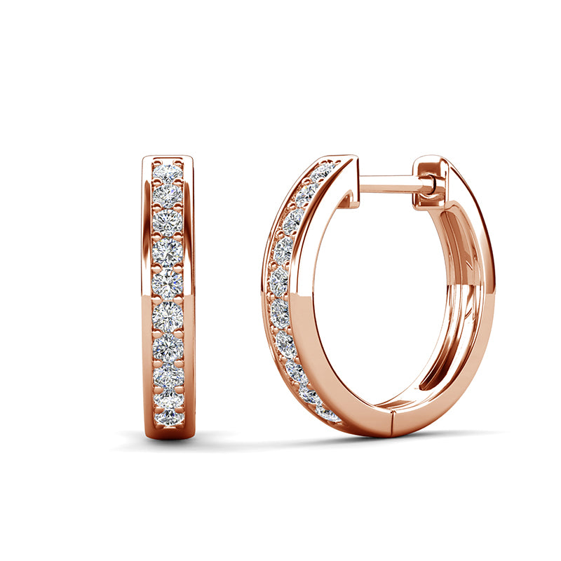 Hypoallergenic Swarovski Crystal Hoop Earrings 18K White Gold Plated Copper Birthday Gift for Her/ DE0887