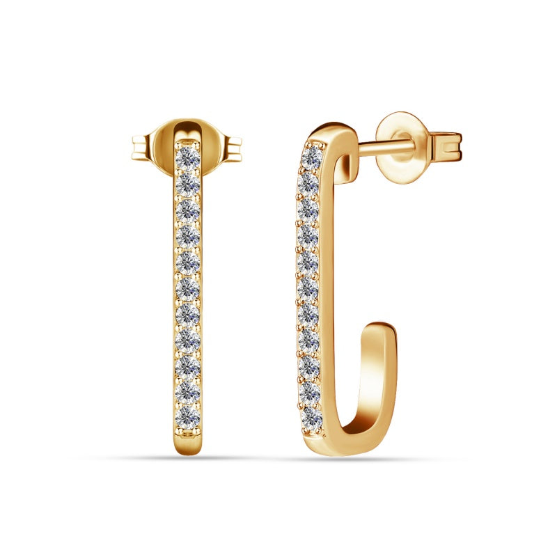 Modern Geometric Linear Earrings With Swarovski Crystal  18K Gold Plated Trendy Jewelry/ DE0889
