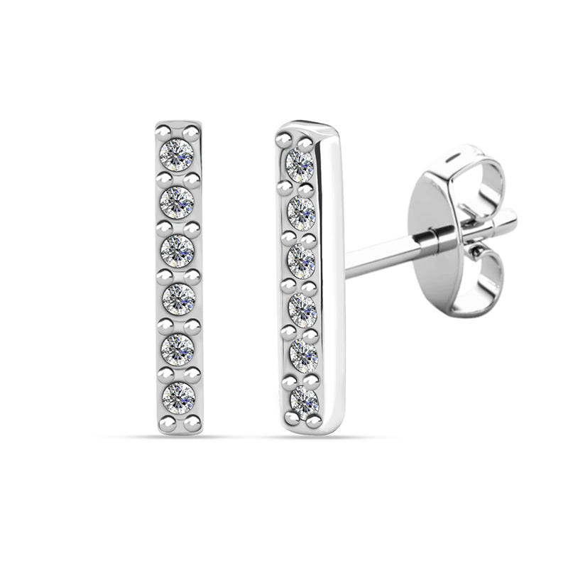 Pave Bar Stud Earrings With Swarovski Crystal,Small Thin Diamond Bar Earrings For Women / DE0959