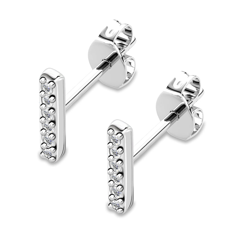 Pave Bar Stud Earrings With Swarovski Crystal,Small Thin Diamond Bar Earrings For Women / DE0959