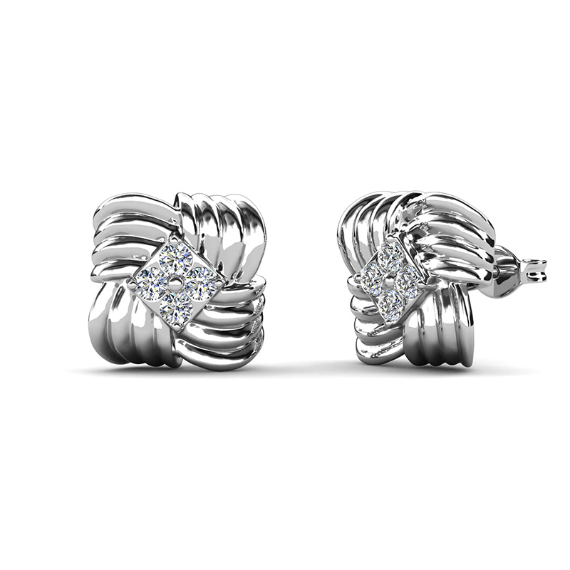 Statement Chunky Ribbed Knot Stud Earrings High-End Cocktail & Bridal Jewelry/ DE0977
