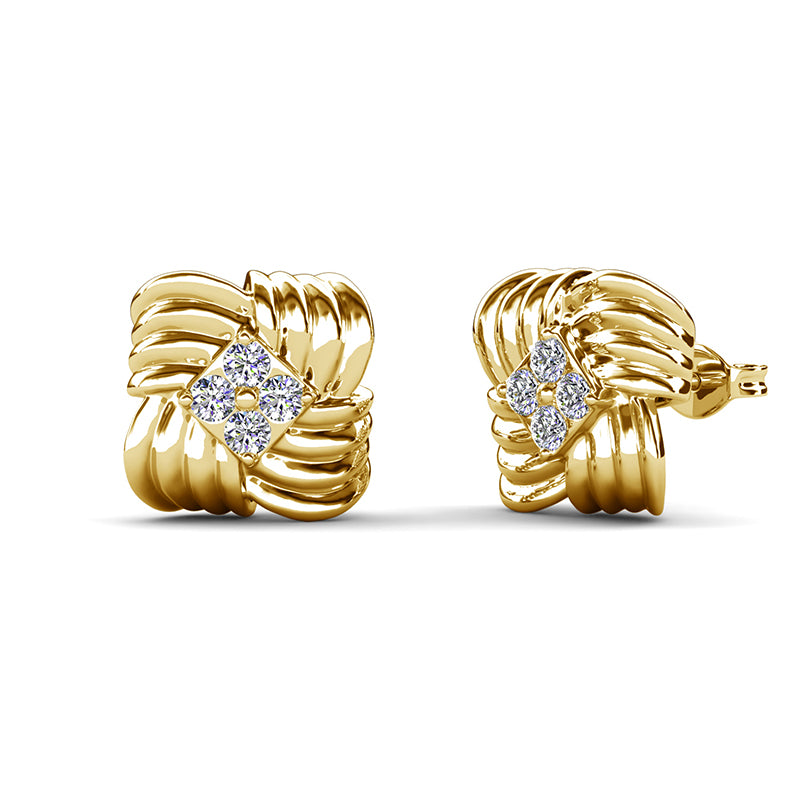 Statement Chunky Ribbed Knot Stud Earrings High-End Cocktail & Bridal Jewelry/ DE0977