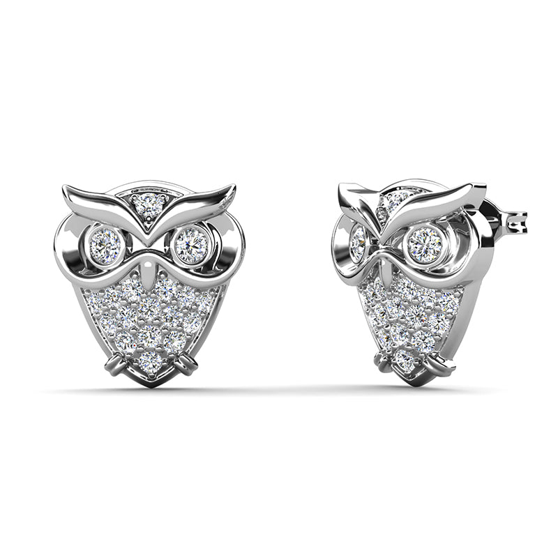 Gold Plated Lightweight Sculpted Owl Stackable Women’s Daily Unique Stud Earrings / DE0987