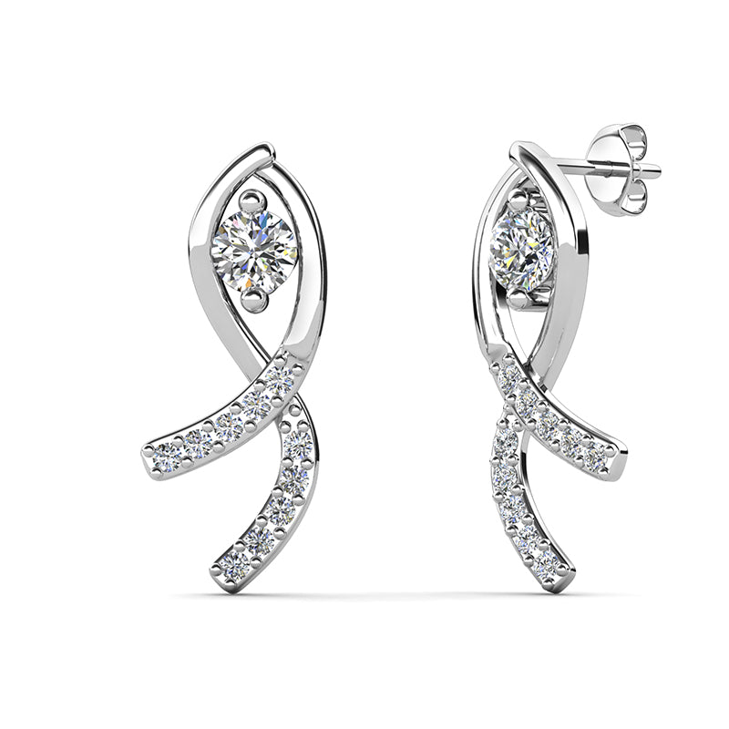 Dazzling Intertwined Ribbon Drop Earrings With Swarovski Crystals / DE0988