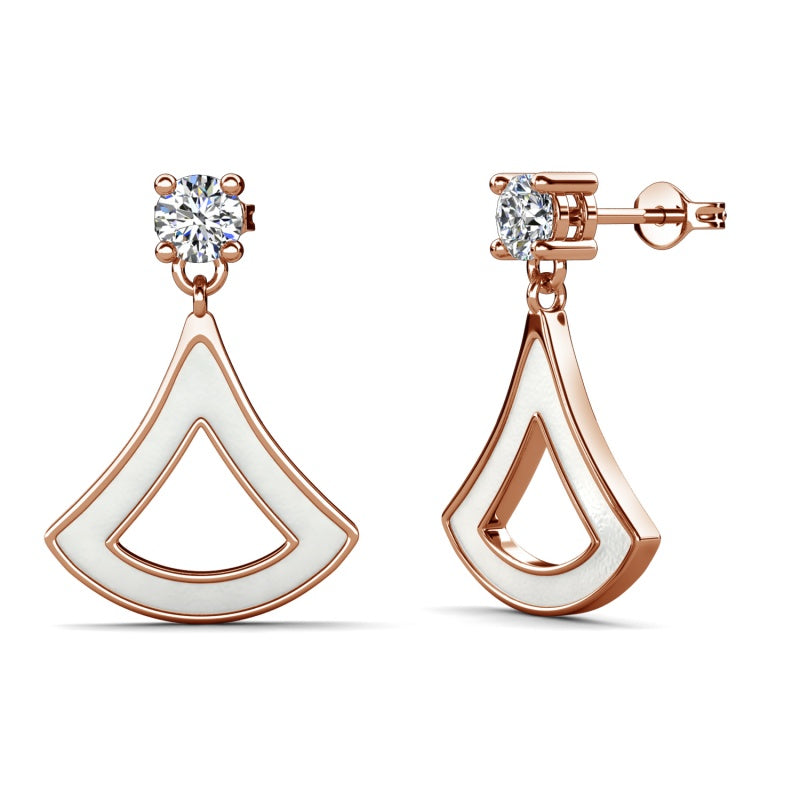 Modern Minimalist Geometric Teardrop Dangle Earrings With Swarovski Crystals Elegant Office & Everyday Jewelry/ DE1014
