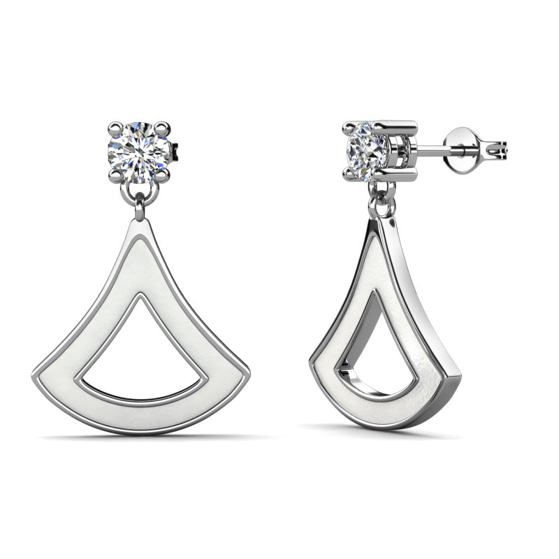 Modern Minimalist Geometric Teardrop Dangle Earrings With Swarovski Crystals Elegant Office & Everyday Jewelry/ DE1014