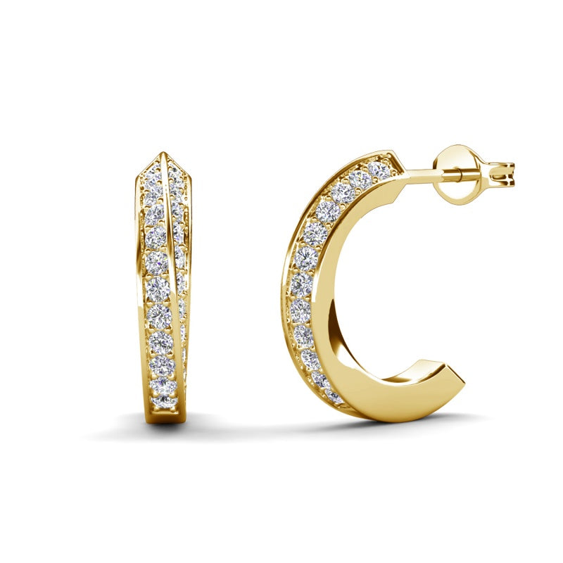 Chic Tapered Crystal Hoop Stud Earrings Elegant Fine-Jewelry Style Stubs/ DE1028
