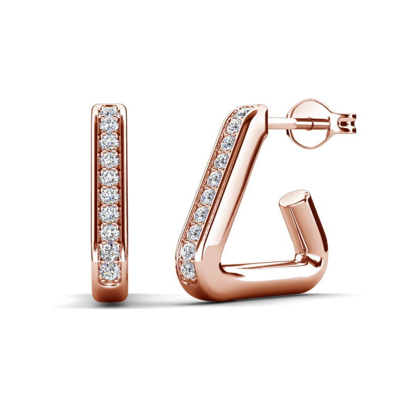 Women's Architectural Triangle Stud Earrings with Swarovski Crystals,Nickel-Free & EU Safe/ DE1051