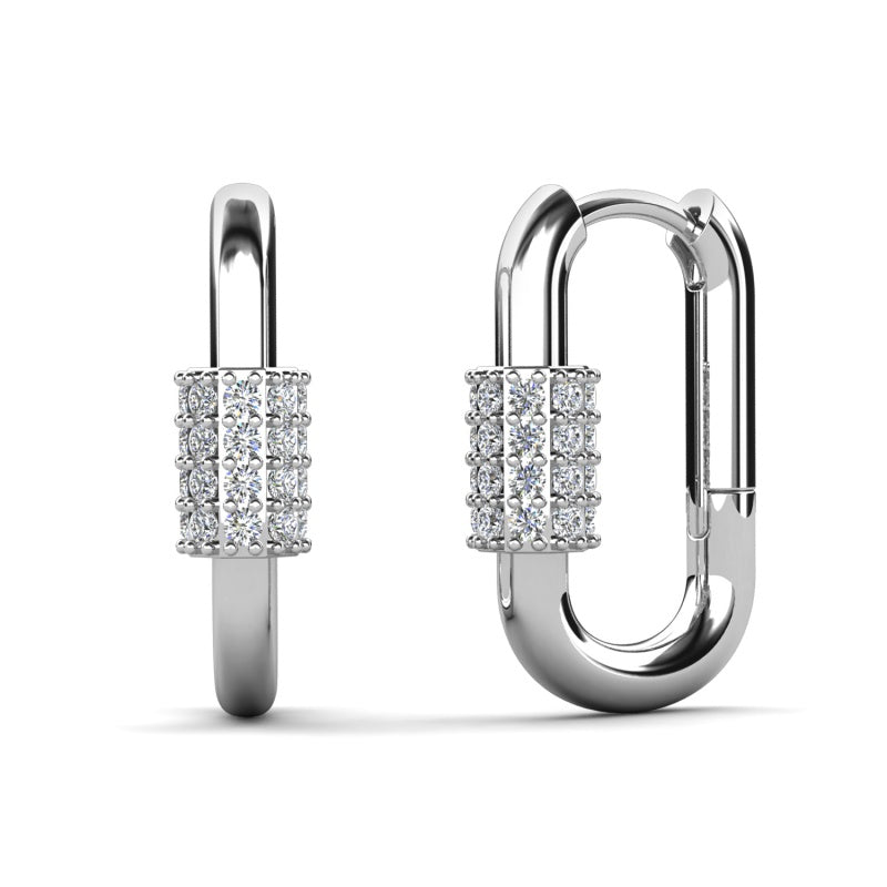 Chunky Safety Pin Hoop Earrings with Sparkling Pavé Detail,Stylish Stubs For Women/ DE1053