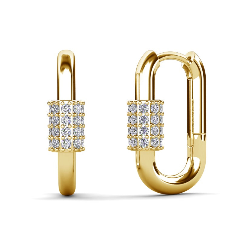 Chunky Safety Pin Hoop Earrings with Sparkling Pavé Detail,Stylish Stubs For Women/ DE1053