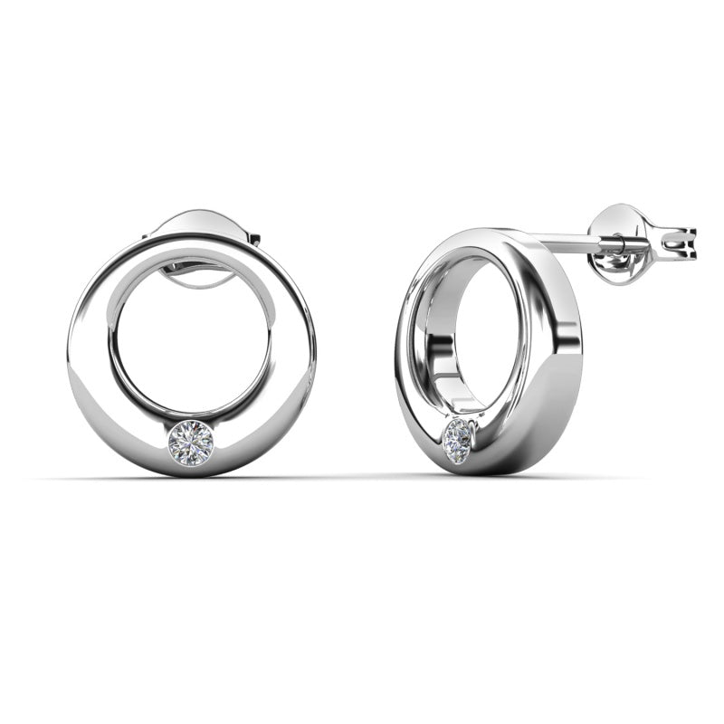 Classic Round Open Earrings with Tiny Crystal | 18K Gold Plated, Vintage-Inspired Stackable Jewelry/ DE1063