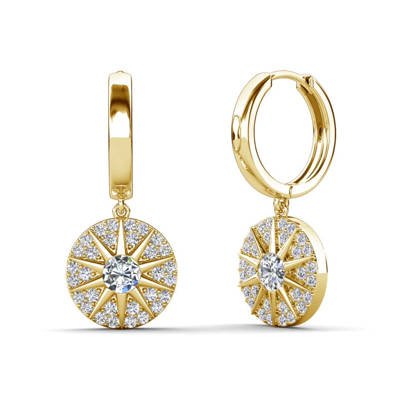 18K Gold Plated Nickel-Free Copper Snowflake Crystal Dangle Earrings / DE1072