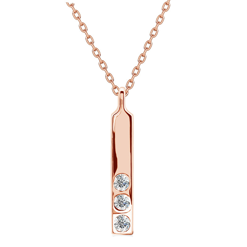 Minimalist Vertical Bar Pendant Necklace with Bottom Swarovski Crystals / DP0759