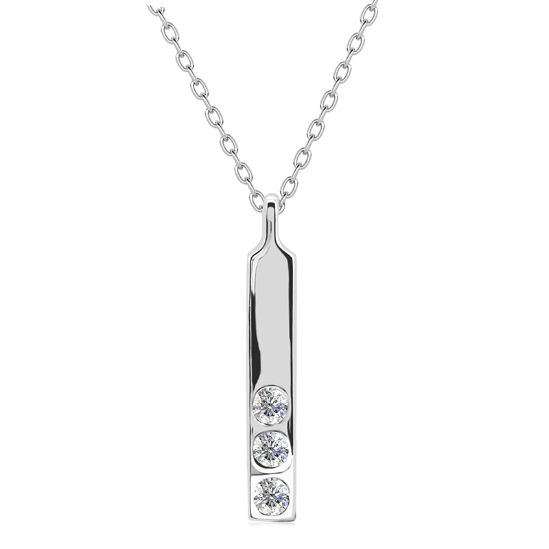 Minimalist Vertical Bar Pendant Necklace with Bottom Swarovski Crystals / DP0759
