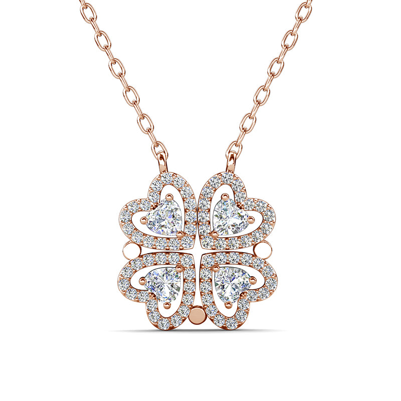 Two-Way Convertible Four Heart Clover Necklace ,Romantic Gift For Her / DP0848