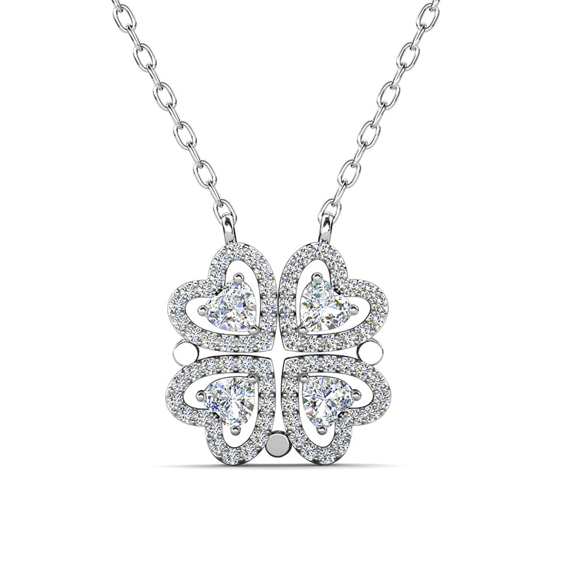 Two-Way Convertible Four Heart Clover Necklace ,Romantic Gift For Her / DP0848
