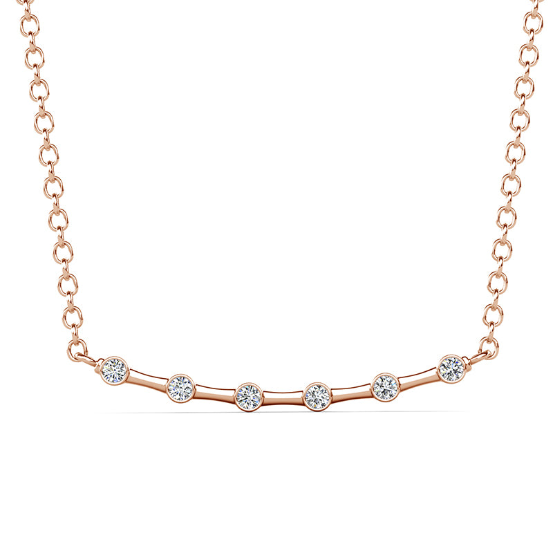 Simple Horizontal Sparkling Pendant Crystal Smile Chain Necklace  Wedding Stackable Accessory /DP0868