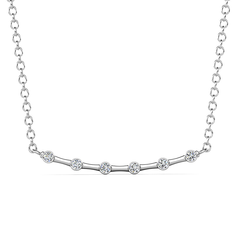 Simple Horizontal Sparkling Pendant Crystal Smile Chain Necklace  Wedding Stackable Accessory /DP0868