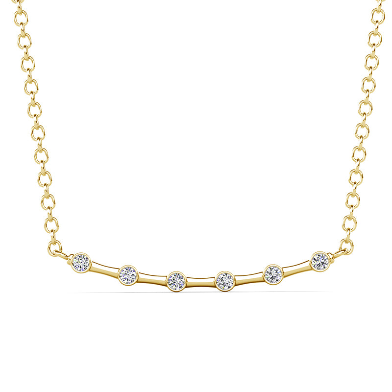Simple Horizontal Sparkling Pendant Crystal Smile Chain Necklace  Wedding Stackable Accessory /DP0868
