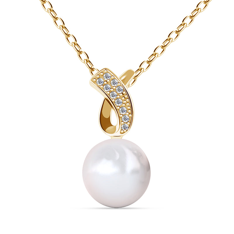Elegant Large Glossy Pearl Drop Necklace With Swarovski Crystal Twist Bail / DP0876