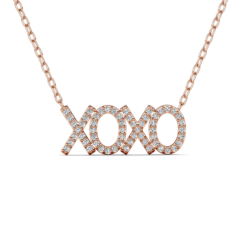 Sparkling XOXO Kiss Letter Necklace With Swarovski Crystals, Hypoallergenic Daily Wear Accessory / DP0885