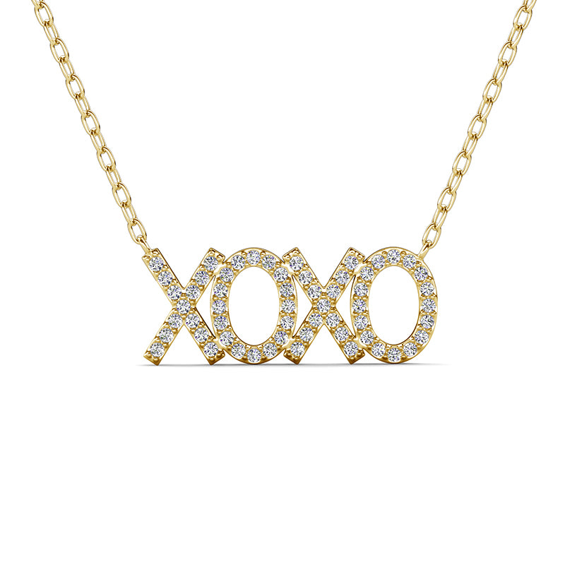Sparkling XOXO Kiss Letter Necklace With Swarovski Crystals, Hypoallergenic Daily Wear Accessory / DP0885