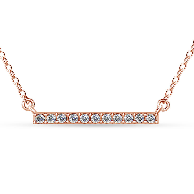 Trendy Layering Bar Necklace with Sparkling Swarovski Crystals ，18K White Gold Plated Copper Minimalist Jewelry/ DP0893