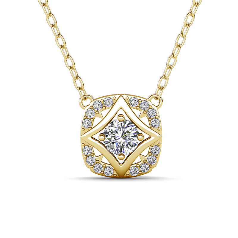 Minimalist Diamond-Motif Pendant Necklace，18K Gold Plated, Tarnish-Resistant Jewelry / DP0902