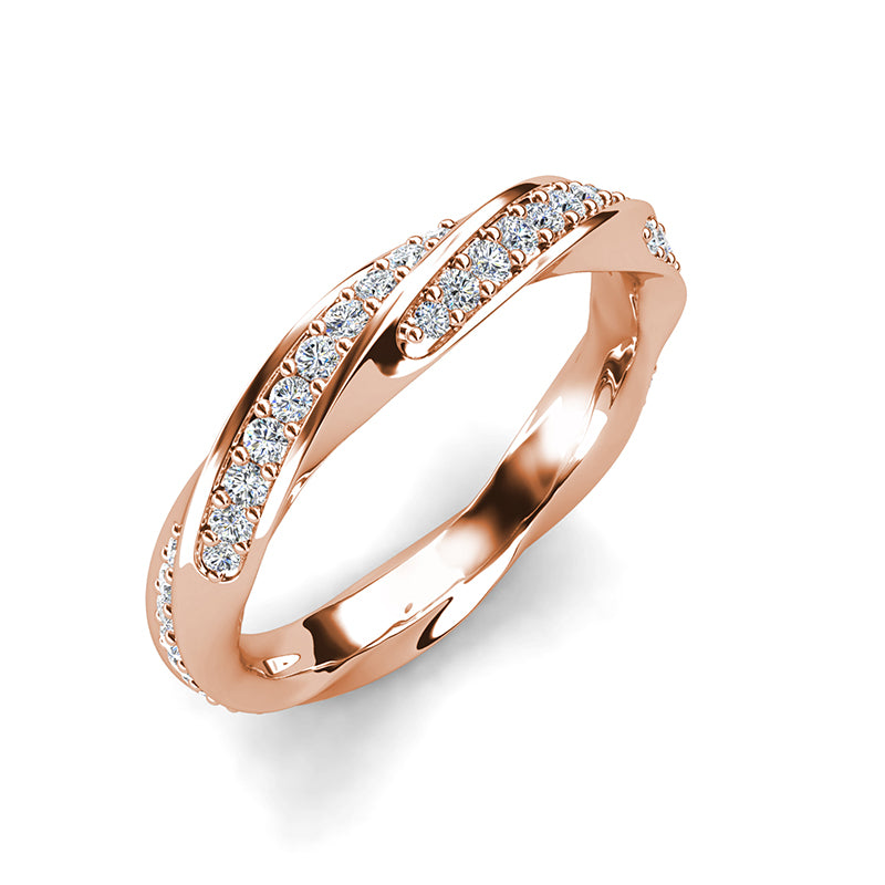 Versatile Twisted Swarovski Crystal Stacking Ring 18K White Gold Plated Hypoallergenic Intertwined Sparkle & Shine Band / DR0132