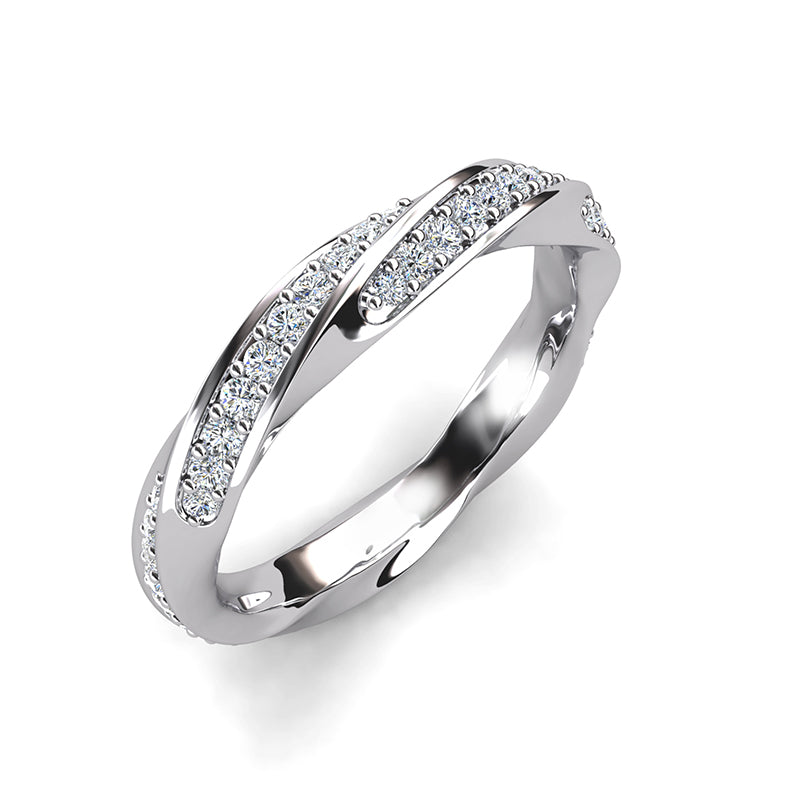 Versatile Twisted Swarovski Crystal Stacking Ring 18K White Gold Plated Hypoallergenic Intertwined Sparkle & Shine Band / DR0132