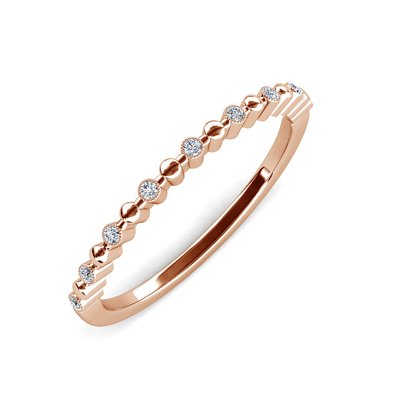 Dainty Beaded & Crystal Alternating Stackable Ring With Swarovski Crystals/ DR0157