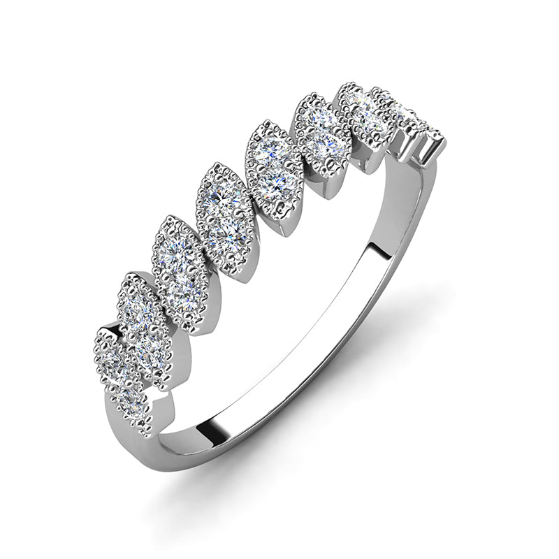 Elegant Marquise Leaf Half-Eternity Ring Vintage-Inspired Stackable Jewelry/ DR0158
