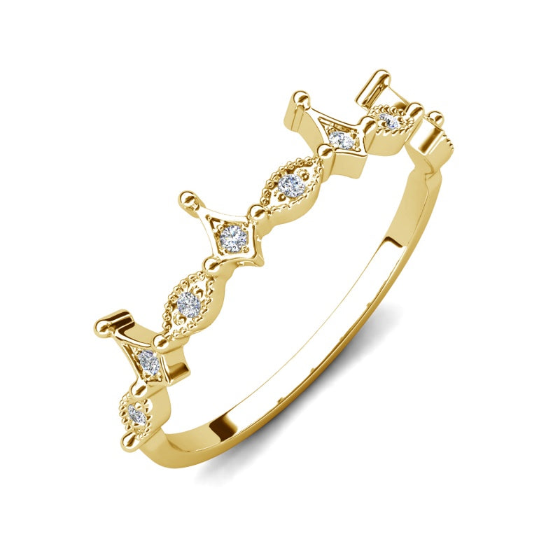 Star & Marquise Crystal Ring , 18K Gold Plated Copper Stackable Band /DR0162