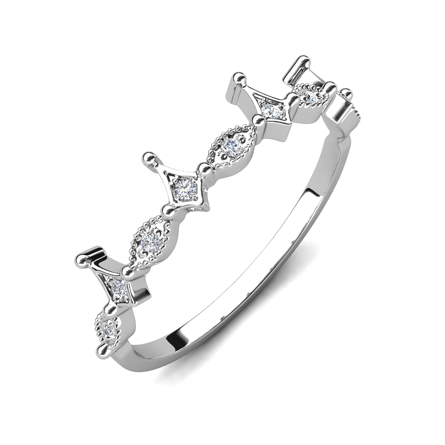 18K White Gold Plated Swarovski Crystal Marquise and Rhombus Band Ring /DR0162