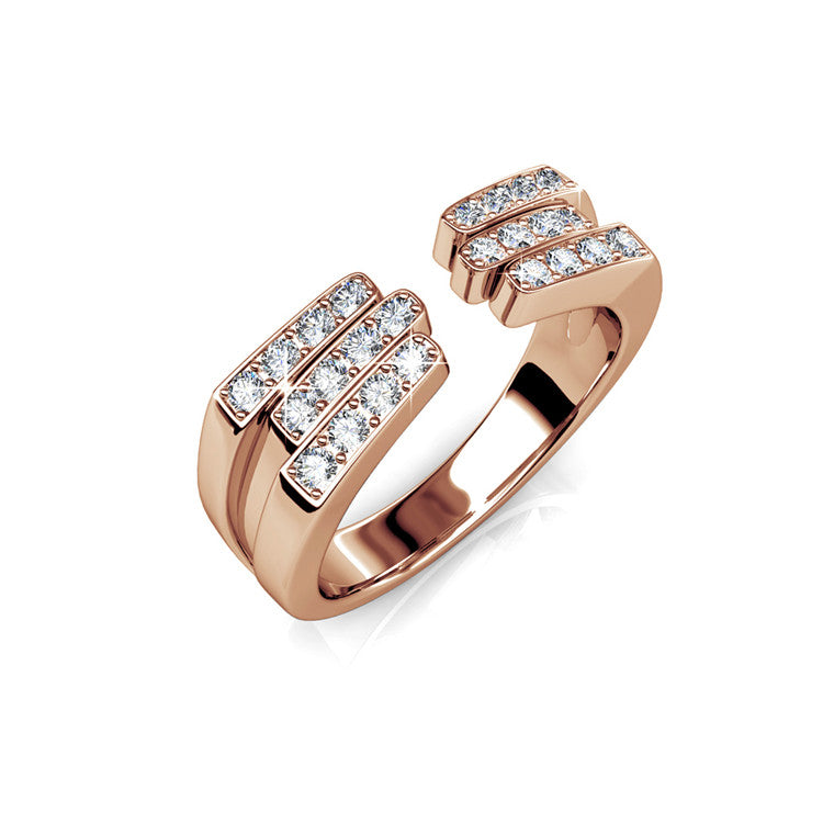 Open Band Ring Nickel Free 18K Gold Plated Swarovski Crystal Statement Ring / DR0180
