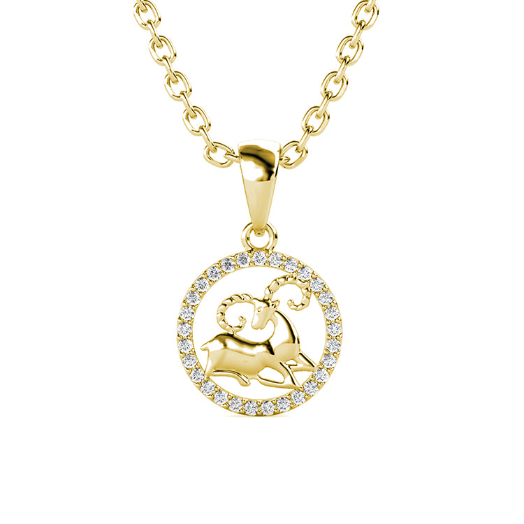 18K White Gold Plated Aries Necklace Sparkling Swarovski Crystal Pendant March & April Birthday Gift for Her/ DP0662