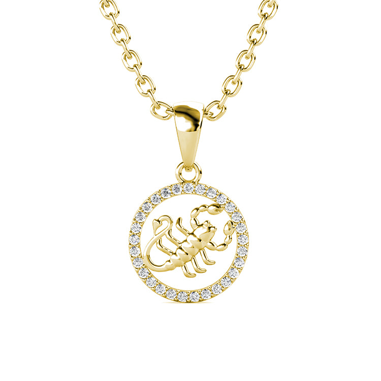 Vintage Silver-Tone Libra Balance Pendant 18K White Gold Plated Swarovski Crystal Halo Coin / DP0666