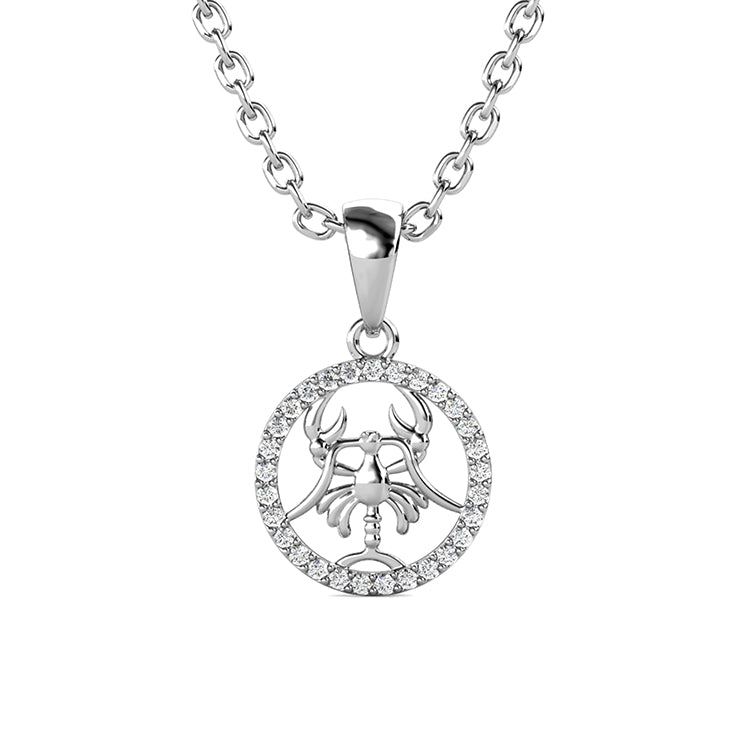 18K White Gold Plated Cancer Pendant Genuine Swarovski Crystal Crab Motif EU Standard Hypoallergenic Necklace/ DP0664