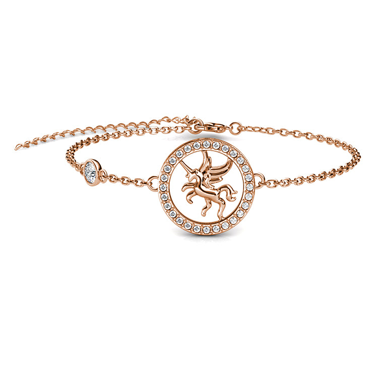 Anti-Tarnish Copper Single Accent Diamond Unicorn Bracelet  / DB0225