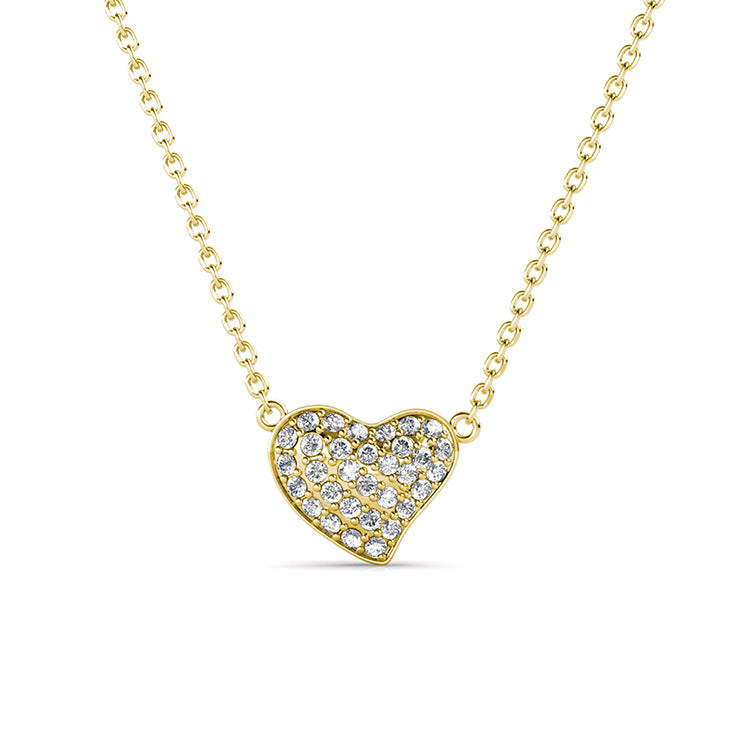 Sweet Gift Horizontal  Heart Pendant Necklace Sparkling Crystal Heart with Integrated Chain/ DP0735