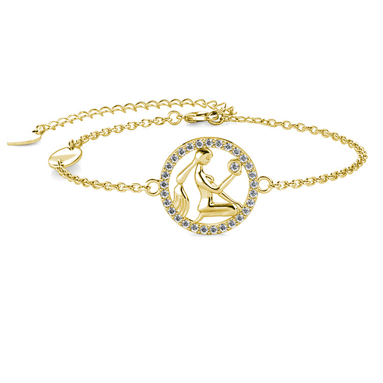 Elegant Virgo Zodiac Sawrovski Crystal Bracelet Gold Plated Astrology Jewelry/ DB0207