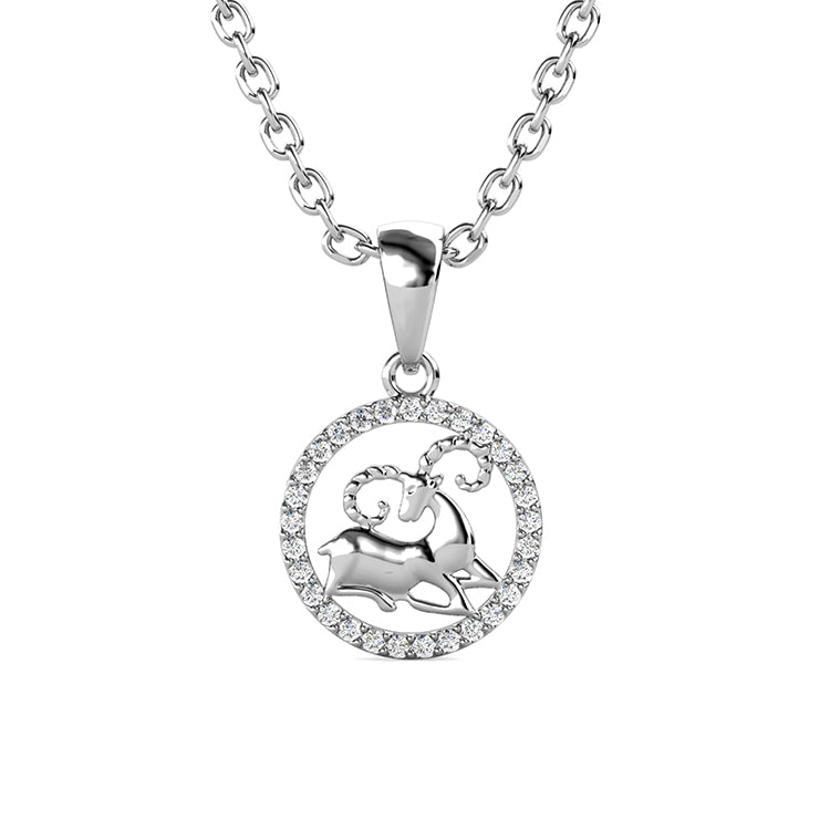18K White Gold Plated Aries Necklace Sparkling Swarovski Crystal Pendant March & April Birthday Gift for Her/ DP0662